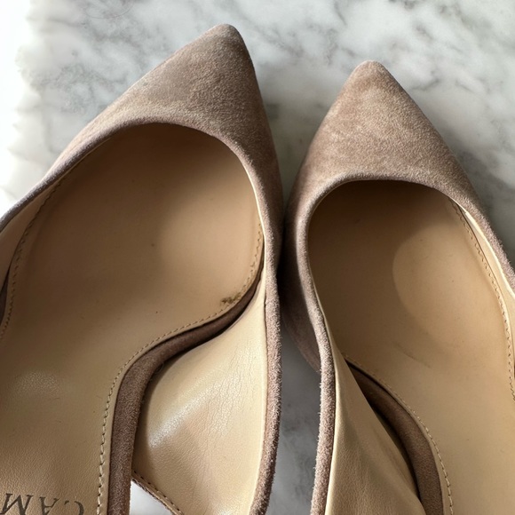Vince Camuto Leather/SuedeBlock Heeled Sling-Back Pumps - 8.5/39 NUDE - Picture 3 of 9